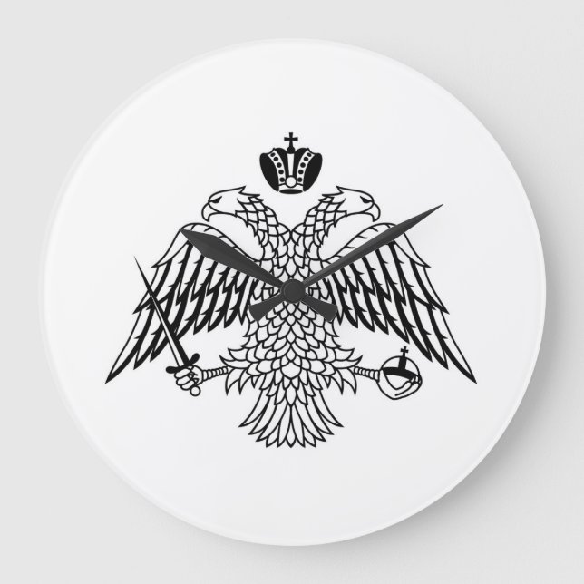 Griechisch-orthodoxe Kirchenflagge Berg Athos Große Wanduhr (Vorderseite)