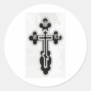 griechisch-orthodoxe Kreuz Runder Aufkleber