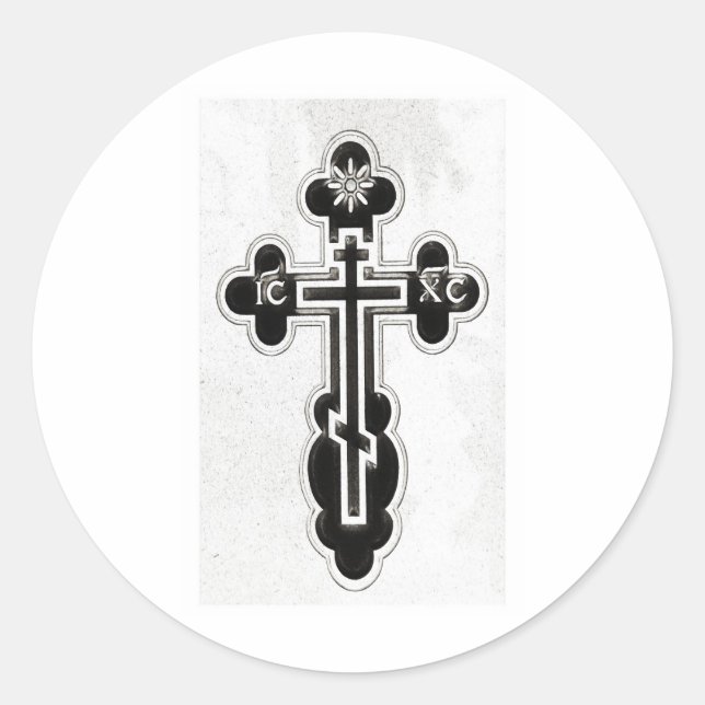 griechisch-orthodoxe Kreuz Runder Aufkleber (Vorderseite)