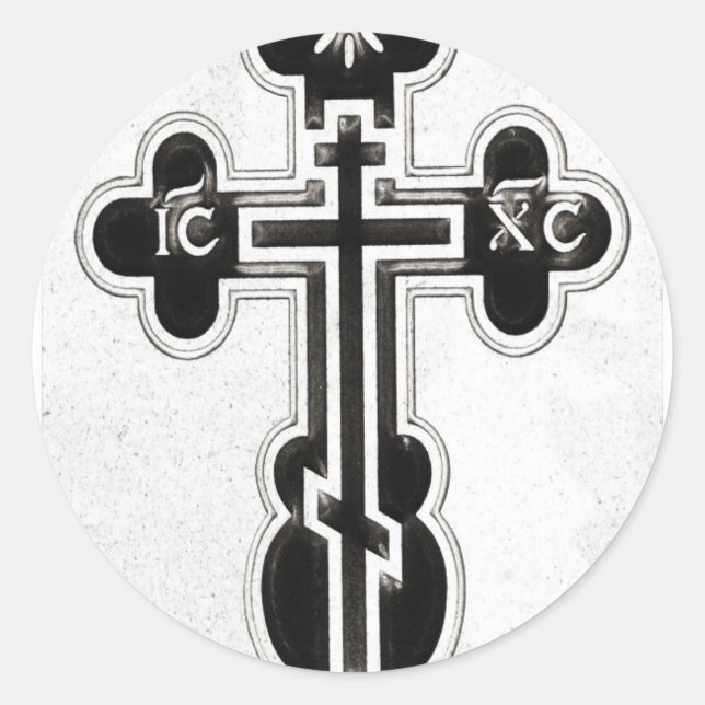 griechisch-orthodoxe Kreuz Runder Aufkleber (Vorderseite)