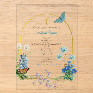 Griechisch-orthodoxe Taufe Wildblume Junge Acryleinladungen