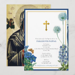 Griechisch-orthodoxe Weihnachtsfeier Taufe Boy Blu Einladung