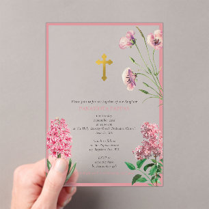 Griechisch-orthodoxe Weihnachtsfeier Taufe Rosa Bl Acryleinladungen