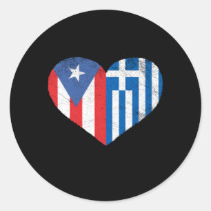 Griechisch Puerto Rico Flag Liebe Griechenland Pue Runder Aufkleber