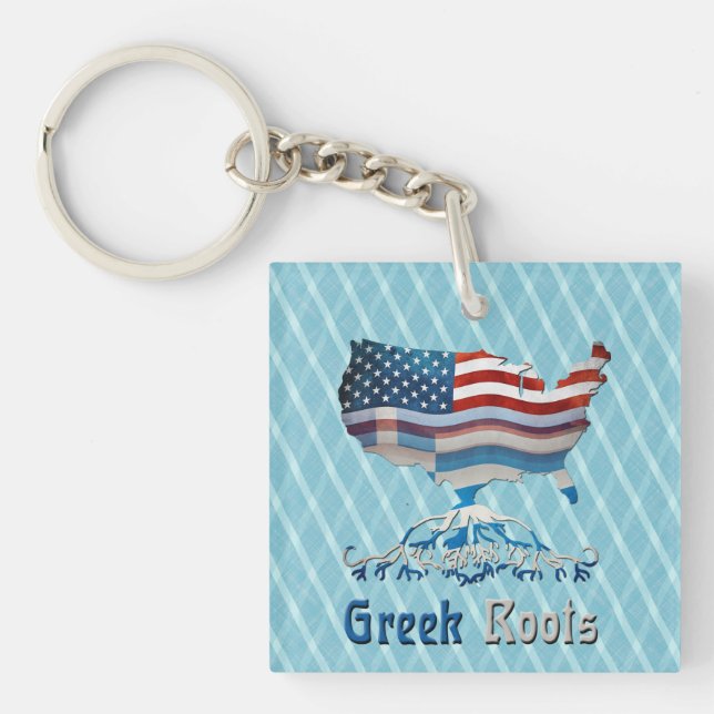 Griechisch Roots American Map Keyring Schlüsselanhänger (Vorderseite)
