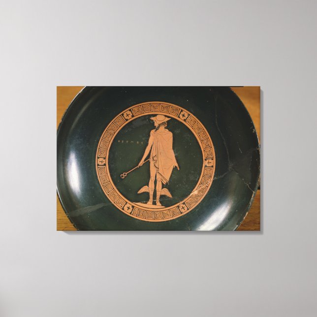 Griechisch-rote Tasse, die den Gott Hermes darstel Leinwanddruck (Vorderseite)