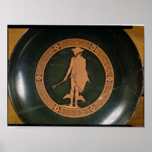 Griechisch-rote Tasse, die den Gott Hermes darstel Poster