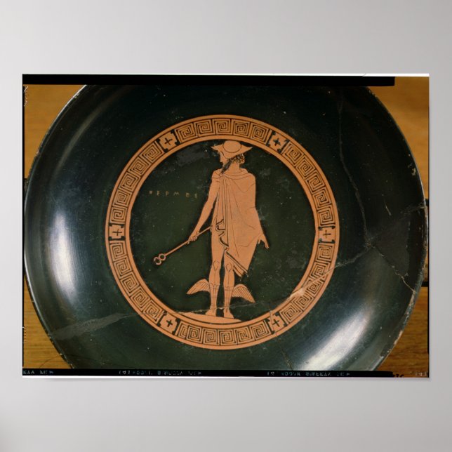 Griechisch-rote Tasse, die den Gott Hermes darstel Poster (Vorne)