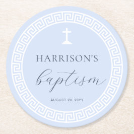 Griechisch-Schlüsselblauer Taufe Runder Pappuntersetzer