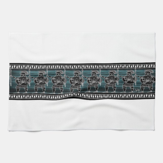 Griechisch-Schwarze Uhr Küchentuch (Horizontal)