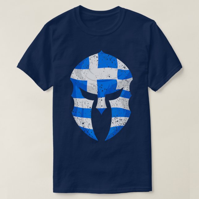 Griechisch Spartan Helmet Flag Geschenk für Männer T-Shirt (Design vorne)