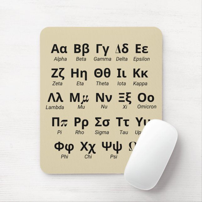Griechische Alphabet-Briefe in Ordnung Mousepad (Mit Mouse)