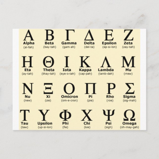 griechische Alphabet-Geschenke Postkarte (Vorderseite)