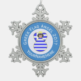 Griechische Angel Schwarzes Haar Hanukkah Fahne Pe Schneeflocken Zinn-Ornament