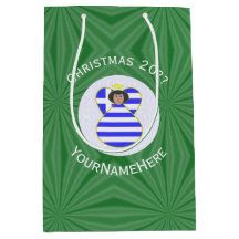 Griechische Angel Schwarzes Haar Weihnachtsfahne P