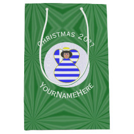 Griechische Angel Schwarzes Haar Weihnachtsfahne P Mittlere Geschenktüte