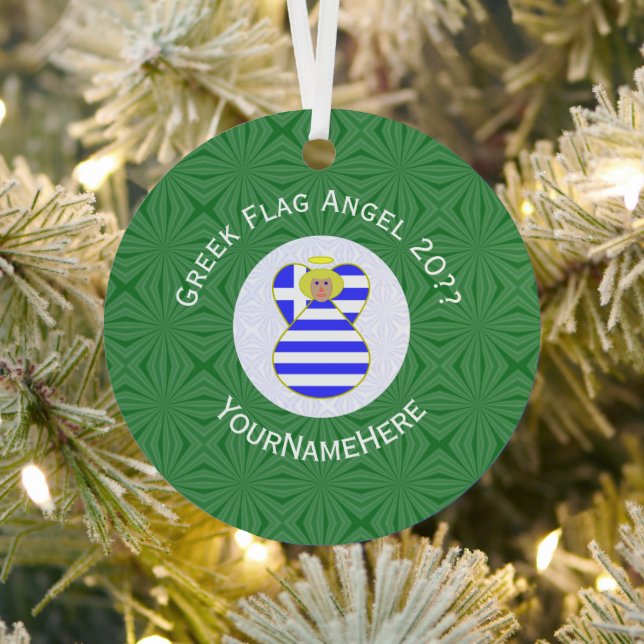 Griechische Blonde Angel Weihnachtsflagge Personal Ornament Aus Metall (InSitu)