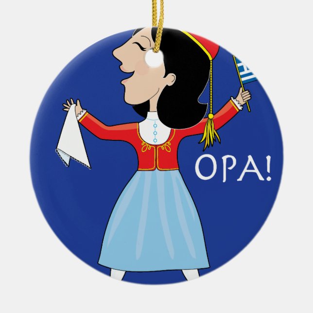 Griechische Dame Dancing Keramikornament (Vorne)