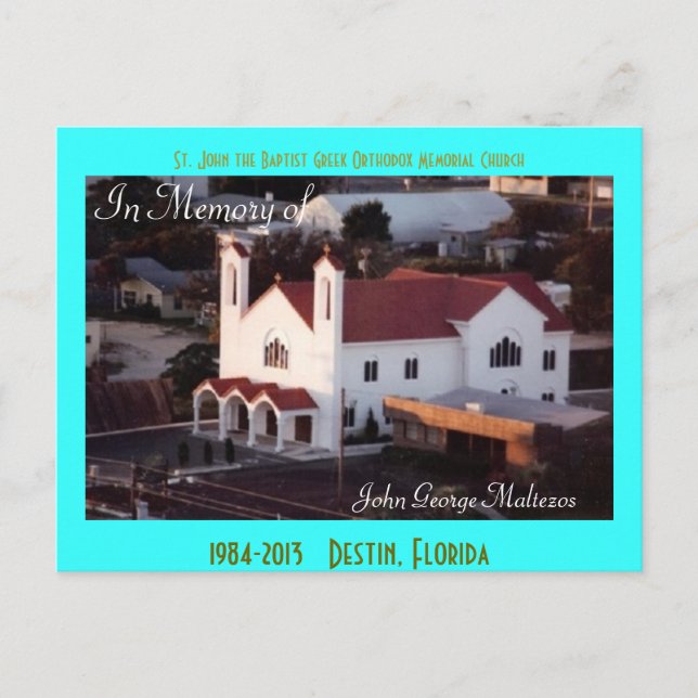 Griechische Destin St. John's Church Luftpostkarte Postkarte (Vorderseite)