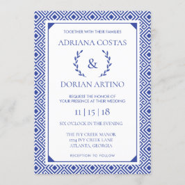 Griechische Elegance Wedding Einladung, blau Einladung
