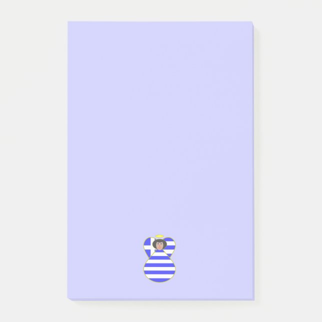 Griechische Flagge Angel Black Hair Post-it Klebezettel (Vorderseite)