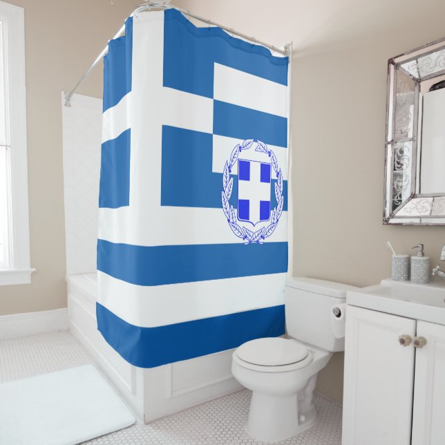 griechische Flagge Duschvorhang (Beispiel)