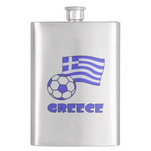 Griechische Flagge Fußball und Griechenland Flachmann