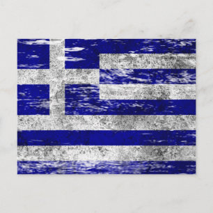 Griechische Flagge, gequetscht und abgetragen Postkarte