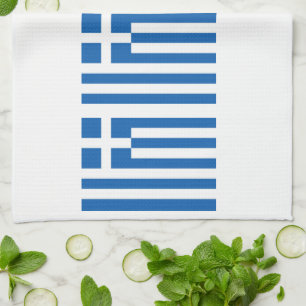 Griechische Flagge Griechenland Blaues Weiß 4Eleni Geschirrtuch