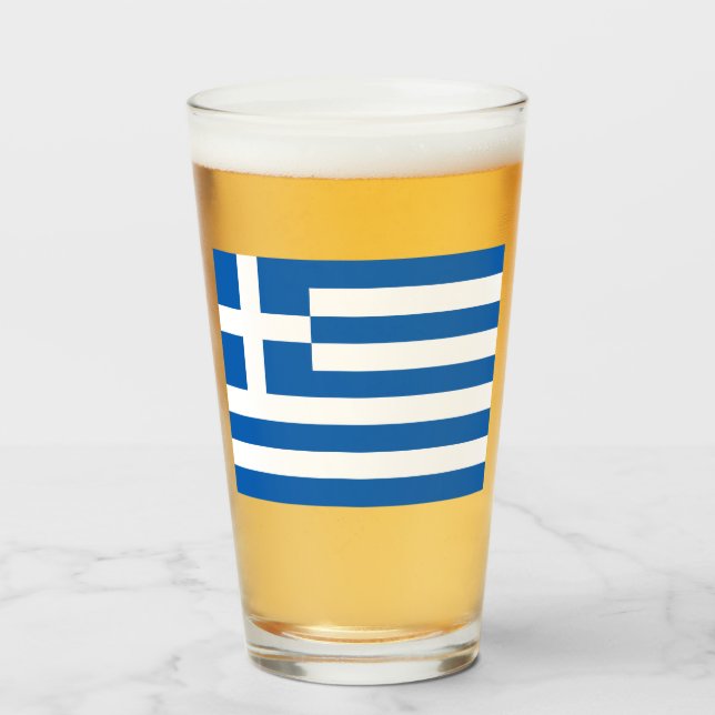 Griechische Flagge (Griechenland) Glas (Vorne (Gefüllt))