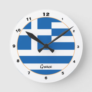 Griechische Flagge & griechische Trendmode /Design Runde Wanduhr