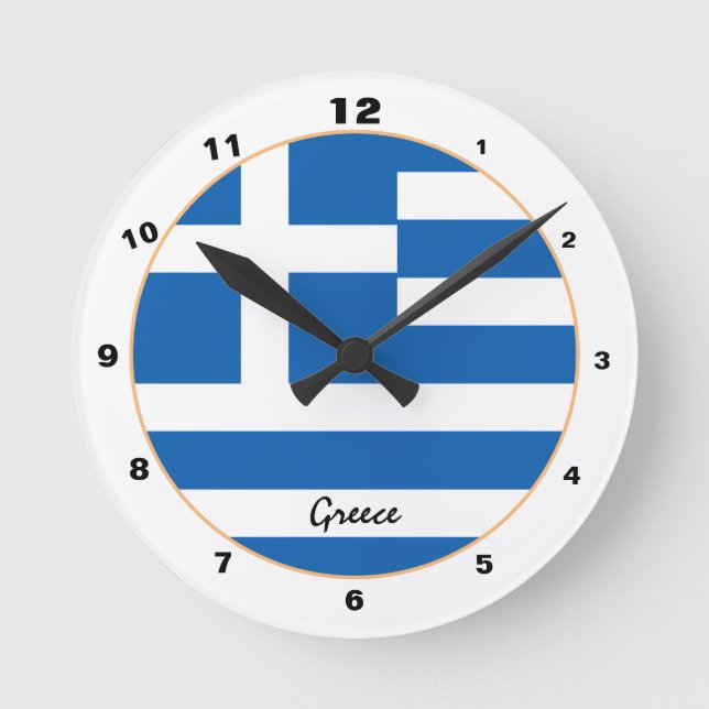 Griechische Flagge & griechische Trendmode /Design Runde Wanduhr (Vorderseite)
