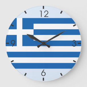 Griechische Flagge Große Wanduhr
