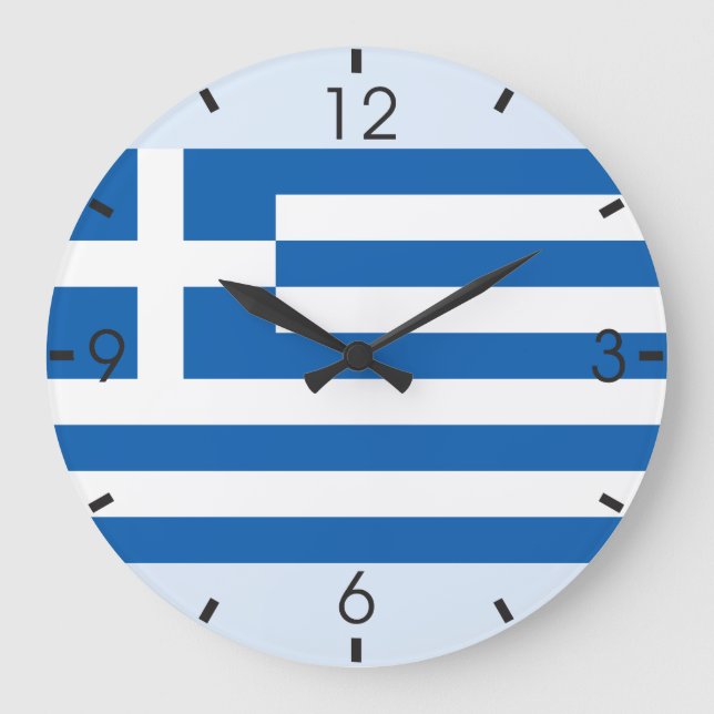 Griechische Flagge Große Wanduhr (Vorderseite)