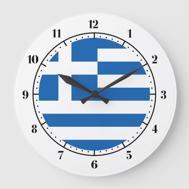 Griechische Flagge Große Wanduhr (Vorderseite)