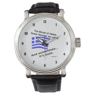 Griechische Flagge Hellas Blut und Ouzo Schwarze Z Armbanduhr