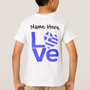 Griechische Flagge Herz Blau LOVE mit Ihrem Namen T-Shirt