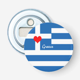 Griechische Flagge & Herz - Reis-/Sportfans Flaschenöffner