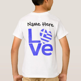 Griechische Flagge Herzblaue LIEBE mit Ihrem Namen T-Shirt