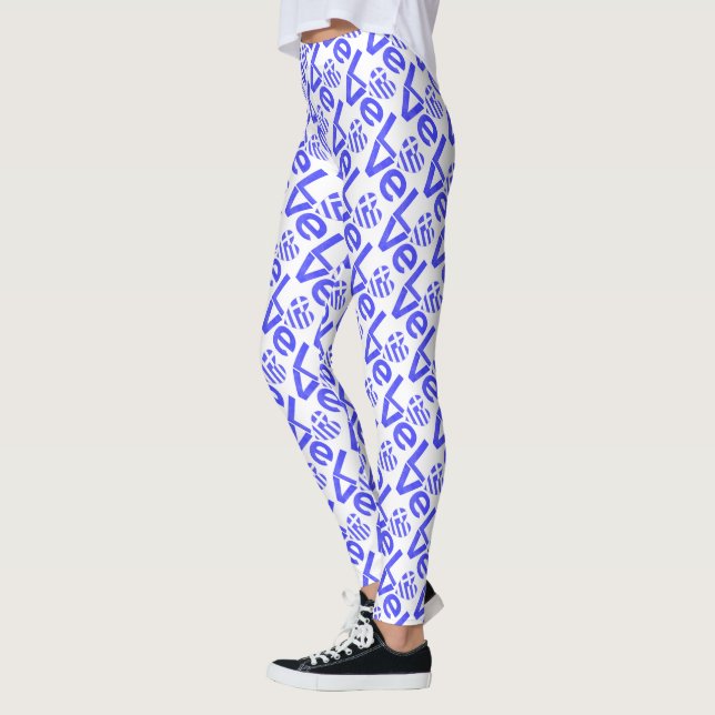 Griechische Flagge Herzenblaue LIEBE geteert Leggings (Links)