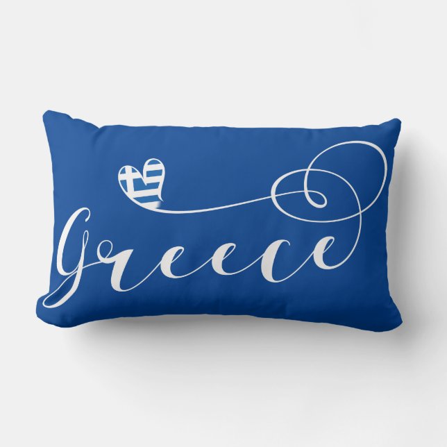 Griechische Flagge im Herzen Griechenlands Lendenkissen (Vorderseite)