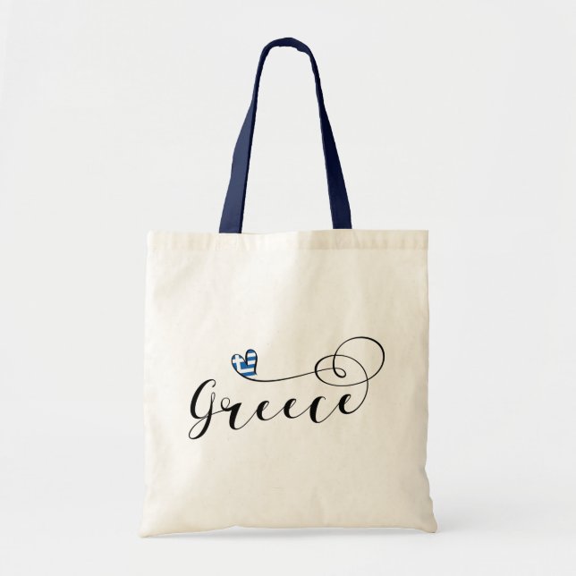 Griechische Flagge im Herzen Griechenlands Tote Ta Tragetasche (Vorne)