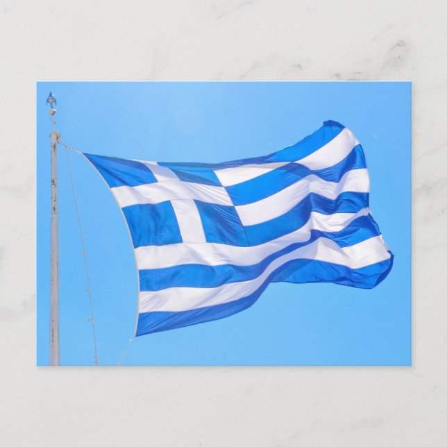 Griechische Flagge in Athen Postkarte (Vorderseite)