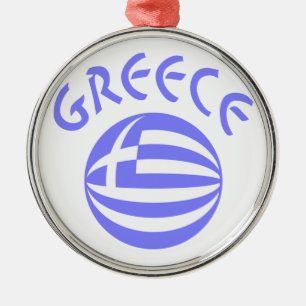 Griechische Flagge Kugel Silbernes Ornament