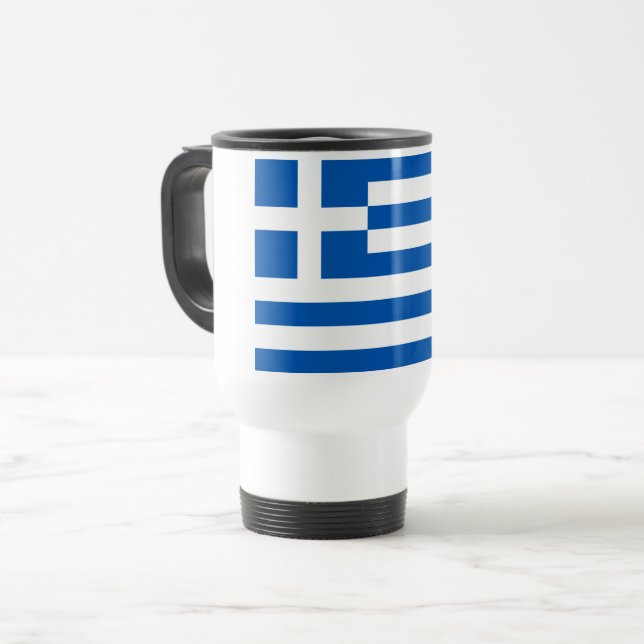 Griechische Flagge Reisebecher (Vorderseite Links)