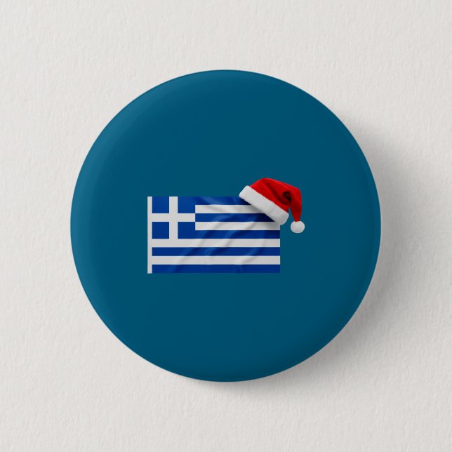 Griechische Flagge Santa Hut Lustig Griechenland W Button (Vorderseite)