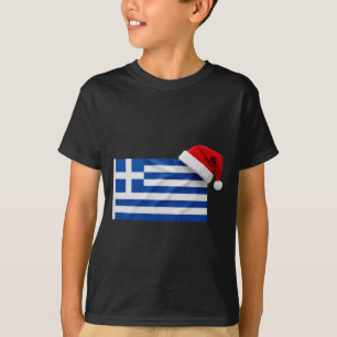 Griechische Flagge Santa Hut Lustig Griechenland W T-Shirt