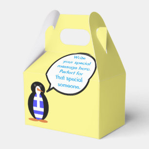 Griechische Flagge sprechende Ms Penguin Personali Geschenkschachtel