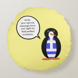 Griechische Flagge sprechende Ms Penguin Personali Rundes Kissen
