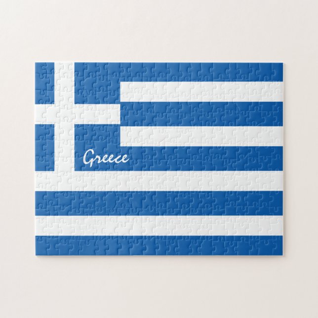 Griechische Flagge und Patrioten - Griechenland -  Puzzle (Horizontal)